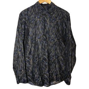Luxury Jhane Barnes Blue Black Patterned Shirt Medium